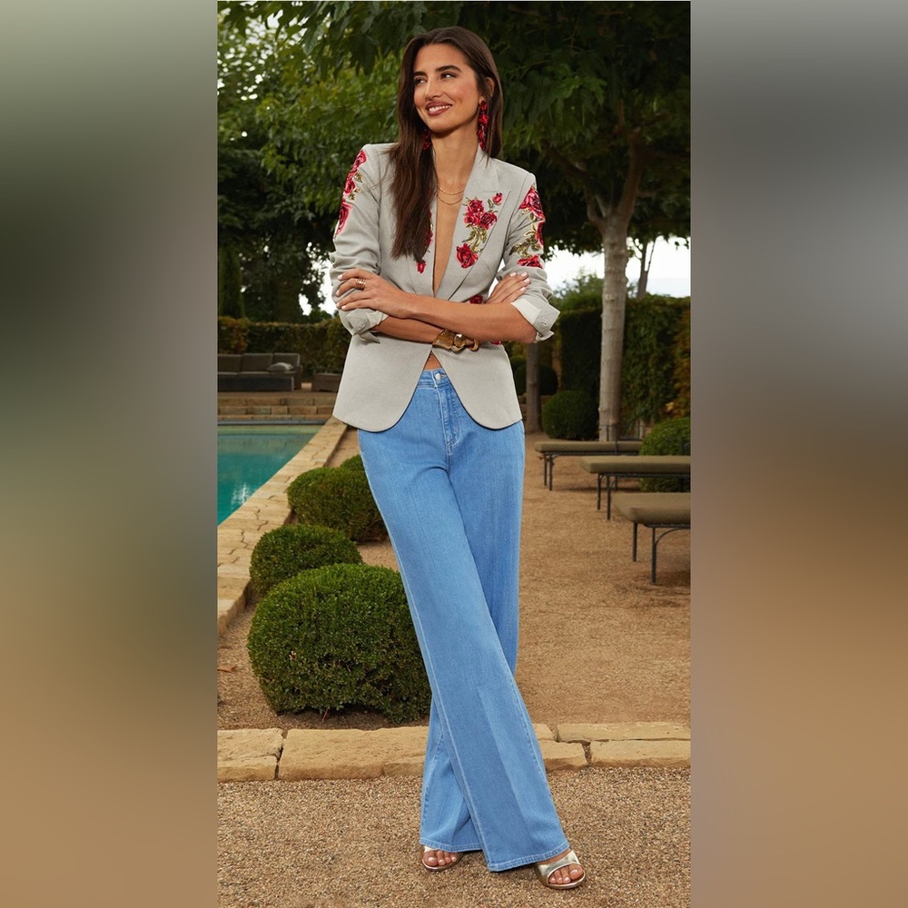 NWT $1350 L'Agence Clementine Embroidered Linen Blazer